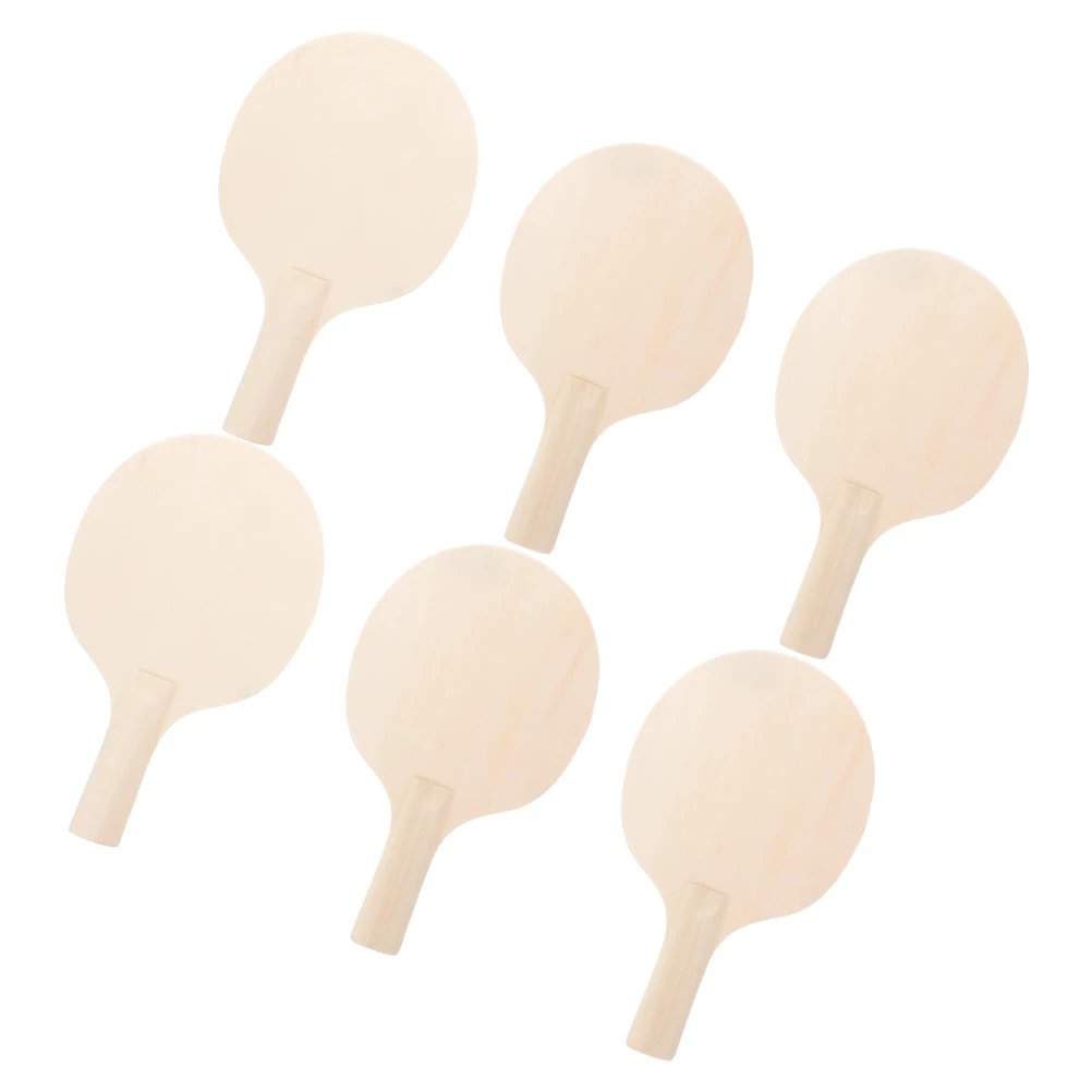 

6Pcs Table Tennis Paddle DIY Wooden Unpainted Blanks Durable Lightweight Rackets for Training Competition