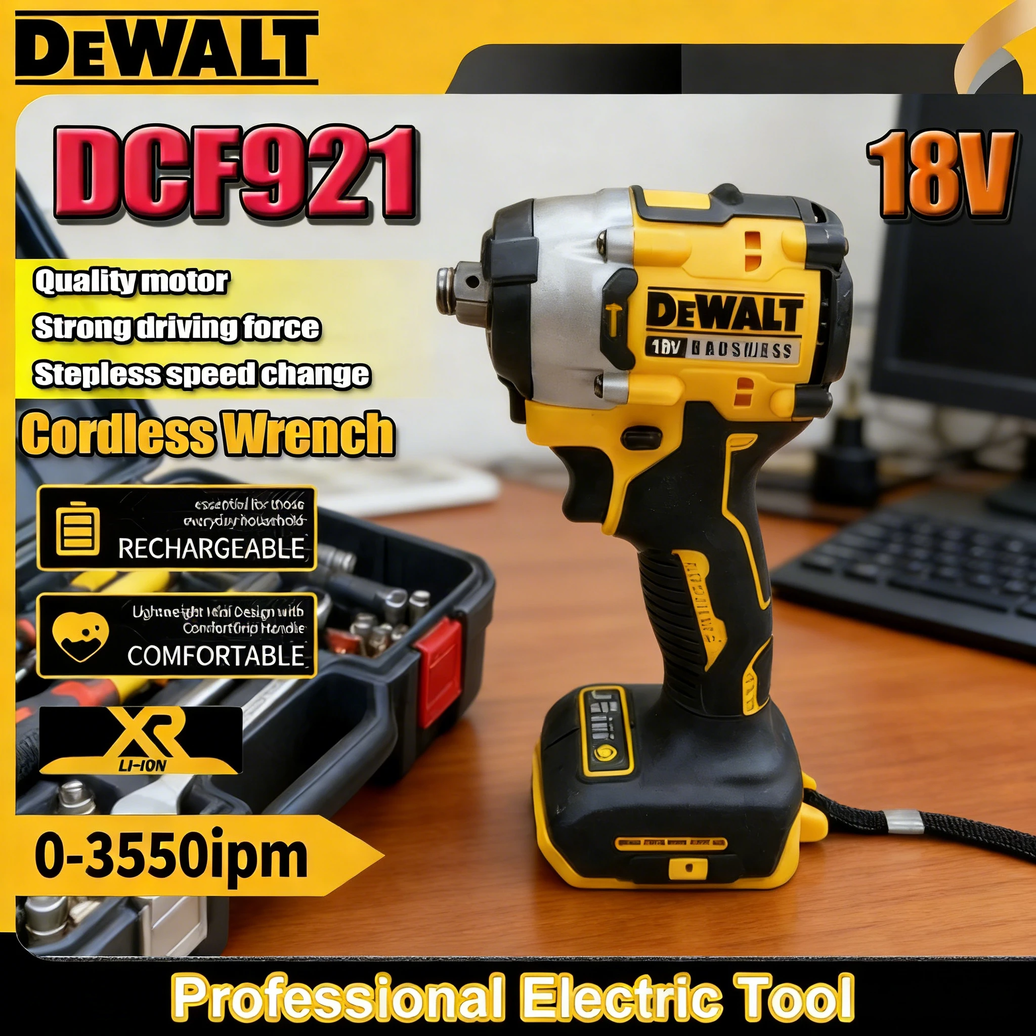 

DEWALT DCF921 ATOMIC 20V MAX Cordless Wrench 1/2 in Cordless Impact Wrench Variable Speed Charging Wrench DCF921 for 18v Battery