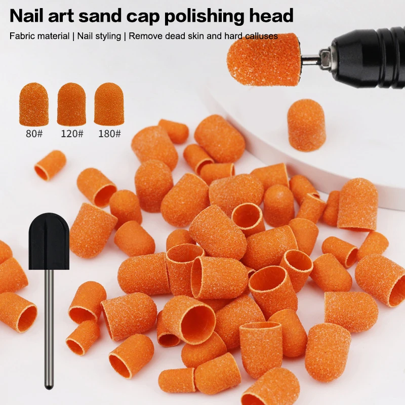 1ชิ้น80 # /120 # /180 #   Nail Art Sanding Cap เล็บขัดทรายบล็อก Sanding Bearing สว่านเล็บไฟฟ้าอุปกรณ์เสริม Bit