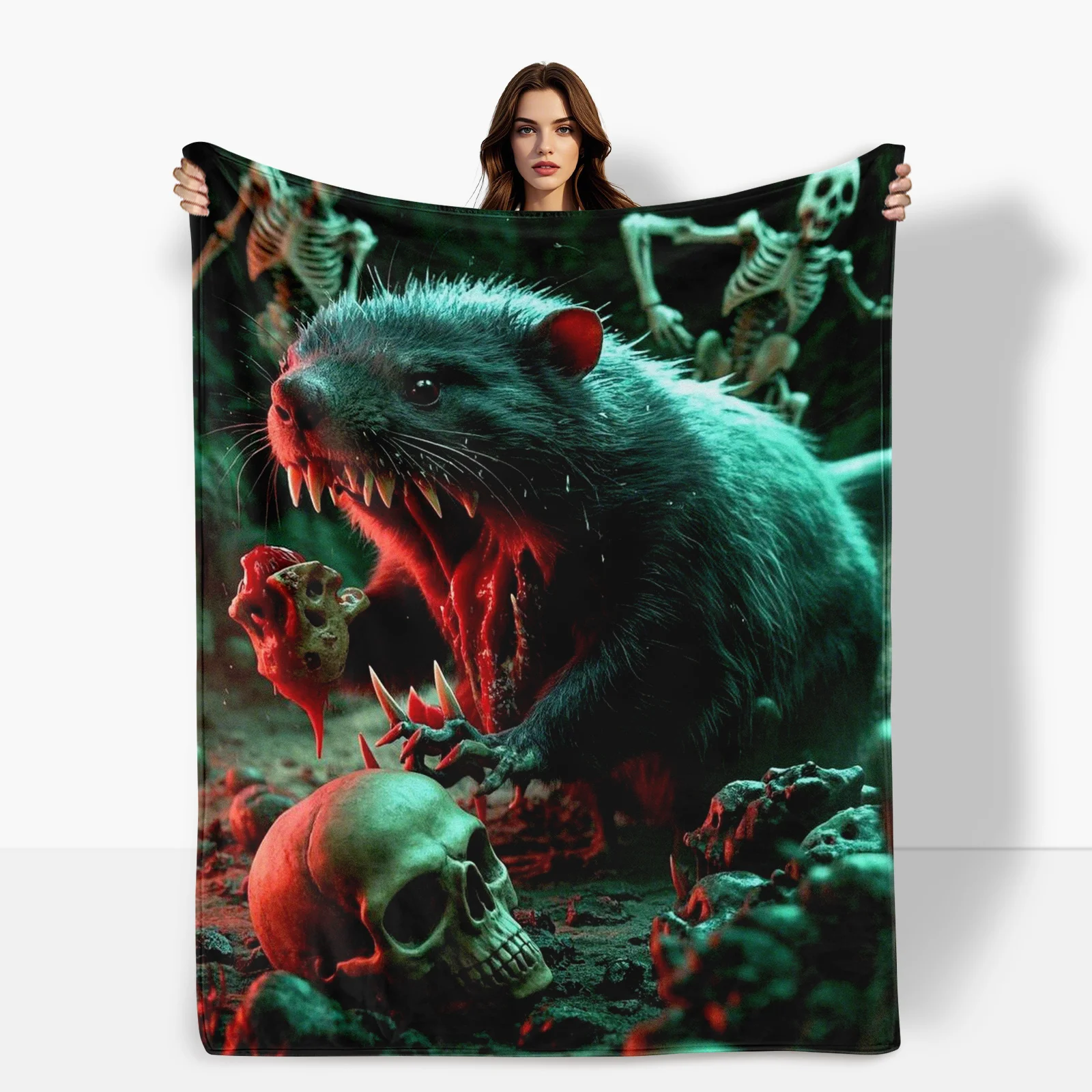 Edgy Mole Blanket Featuring Skull Red Glow And Dark Theme For A Bold And Unique Statement In Your Home Decor