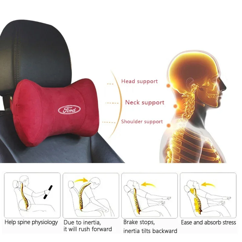 For Ford F150 Transit Fiesta Explorer Galaxy Ranger Mondeo Mk3 Edge Raptor Car Seat Headrest Pad Protector Neck Pillow Support
