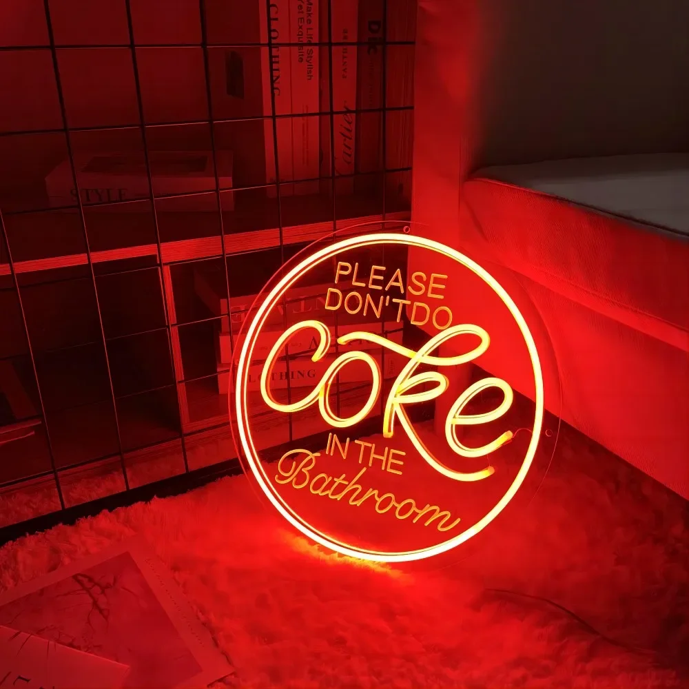 Imagem -02 - Decoração de Parede Led Neon Sign 3d Carve Sinal Personalizado Interruptor Ajustável por Favor Não Faça Coca-cola no Banheiro