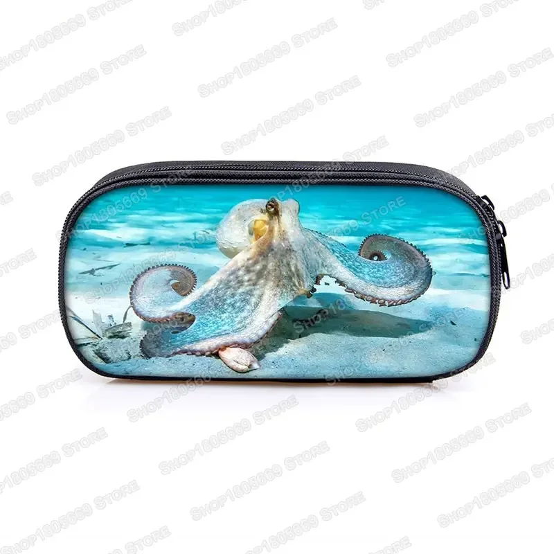 Sea Animal Turtle Whale Shark Dolphin Octopus Cosmetic Cases Pencil Bag Girls School Case Pencil Box Cute Stationary Bags Gift