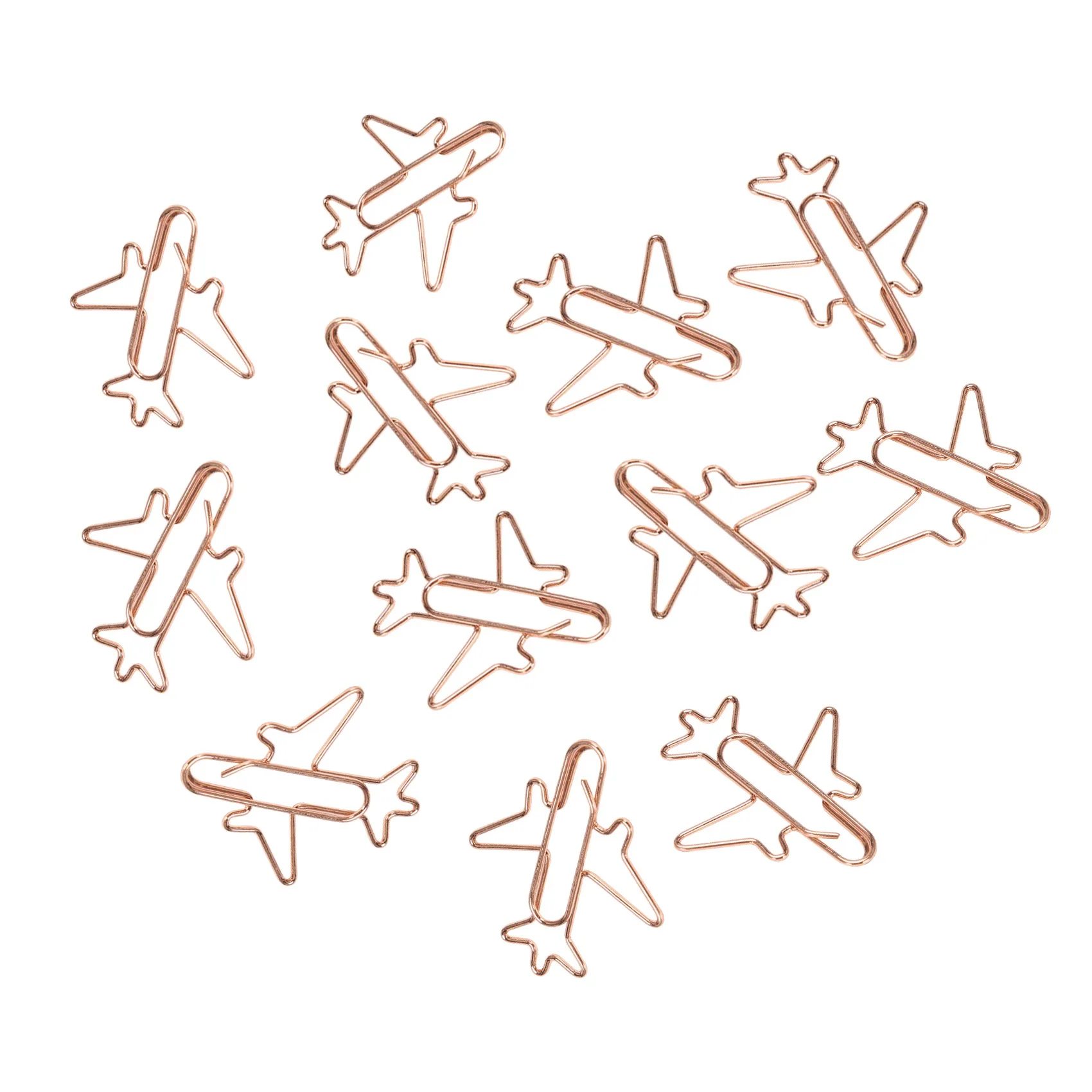 2 Boxes of 22 Airplane Shaped Paper Clip Bookmark Folders Stationery Theme Staples (Rose Gold + Gold)