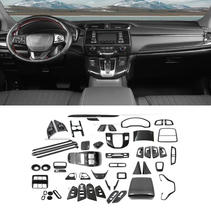 

For Honda CRV CR-V 2017 2018 2019 2020 2021 2022 Carbon Fiber Interior Accessories Decoration Cover Trim Frame Panel Car Styling