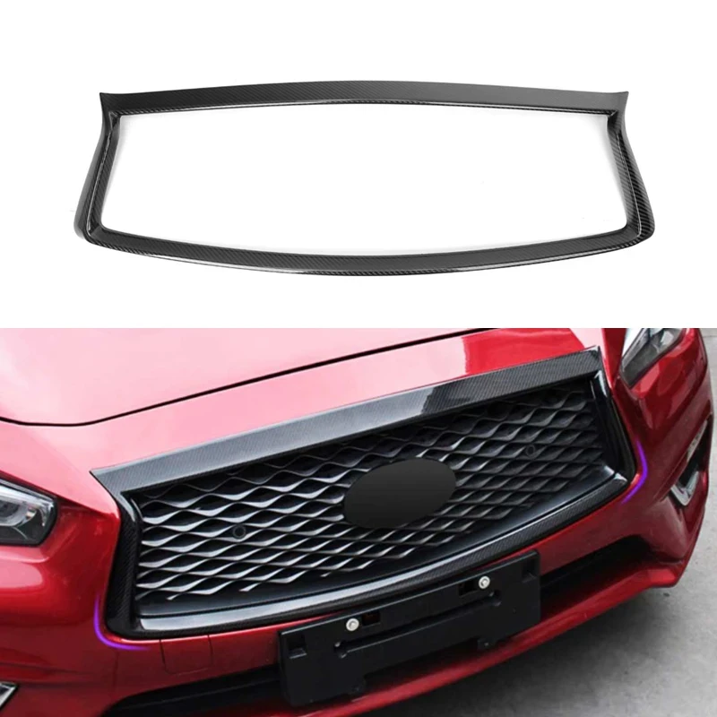 Dry Carbon Fiber Front Grille Frame Cover Trim For Infiniti Q50 Q50S 2018-2020