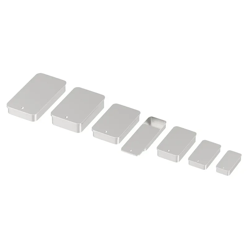 10PCS Rectangular Frosted Push-Pull Chewing Gum Button Storage Metal Box Mini Pill Sliding Cover Tin Box Jewelry Cosmetic Case