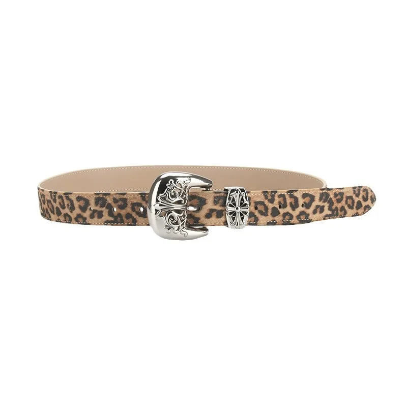 

Women's Fashion Leopard Print Genuine Leather Belt Versatile Dress Pants Decorative Belt