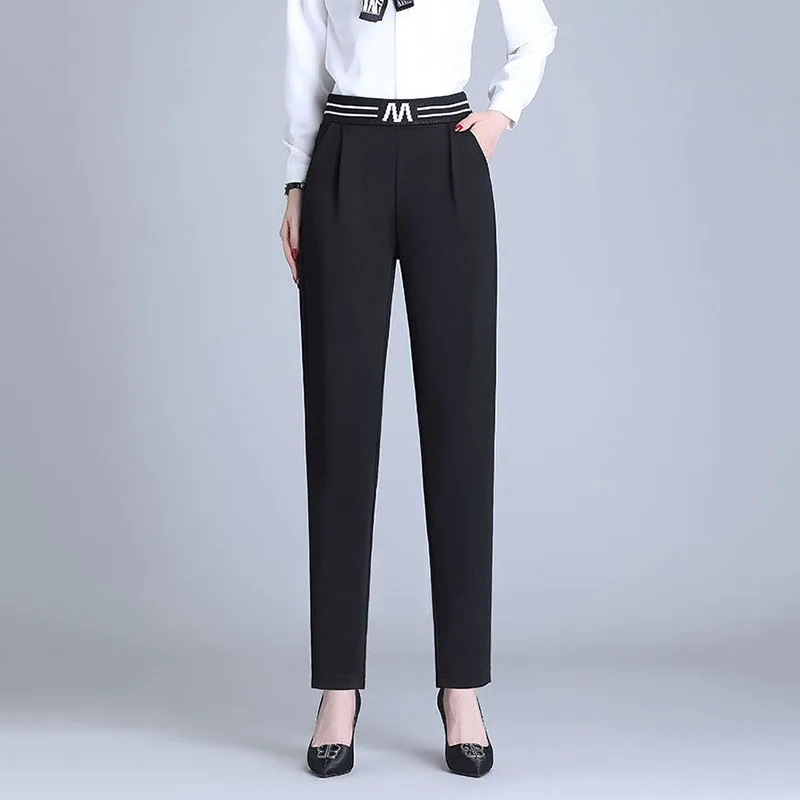 Black Casual Pants Fashion Women's Trousers New 2024 Spring Summer High Waist Thin Nine-Point Pencil Pants Female Long Pants