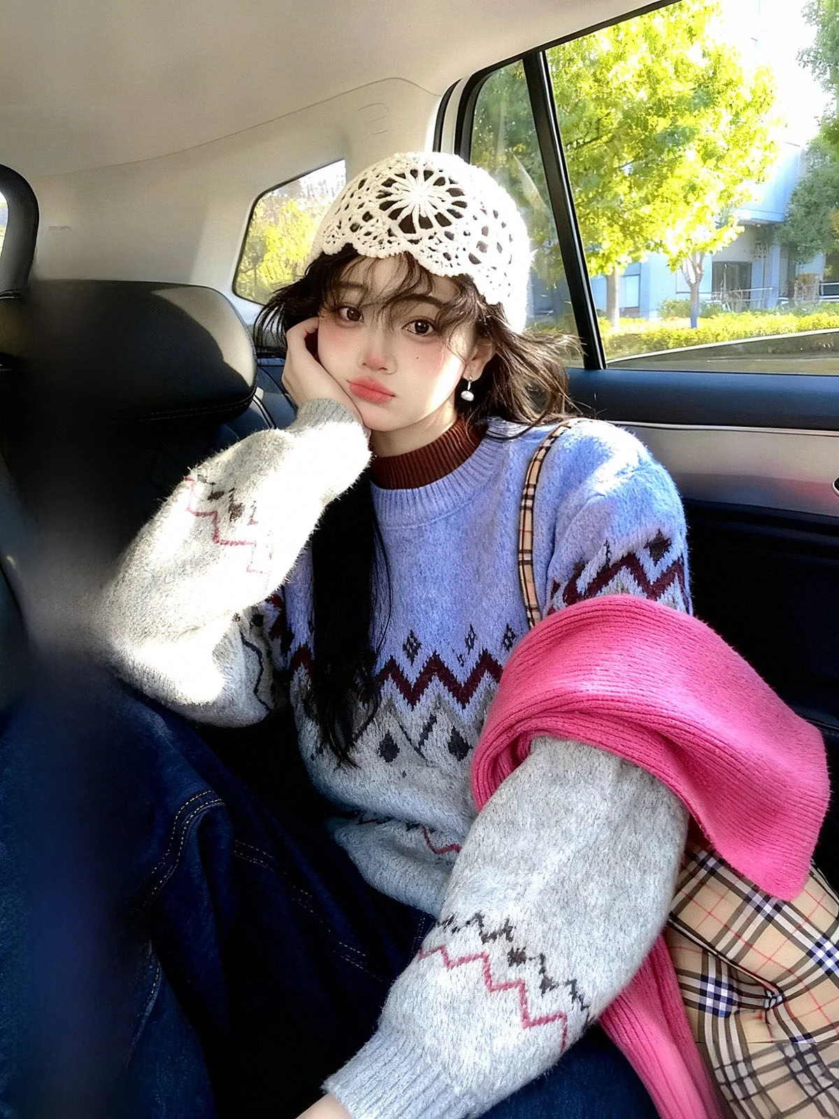 

Женский шерстяной свитер Iuui·le Thiened с узором Fair Isle, повседневный, универсальный, свободного кроя, осенне-зимний, теплый трикотаж