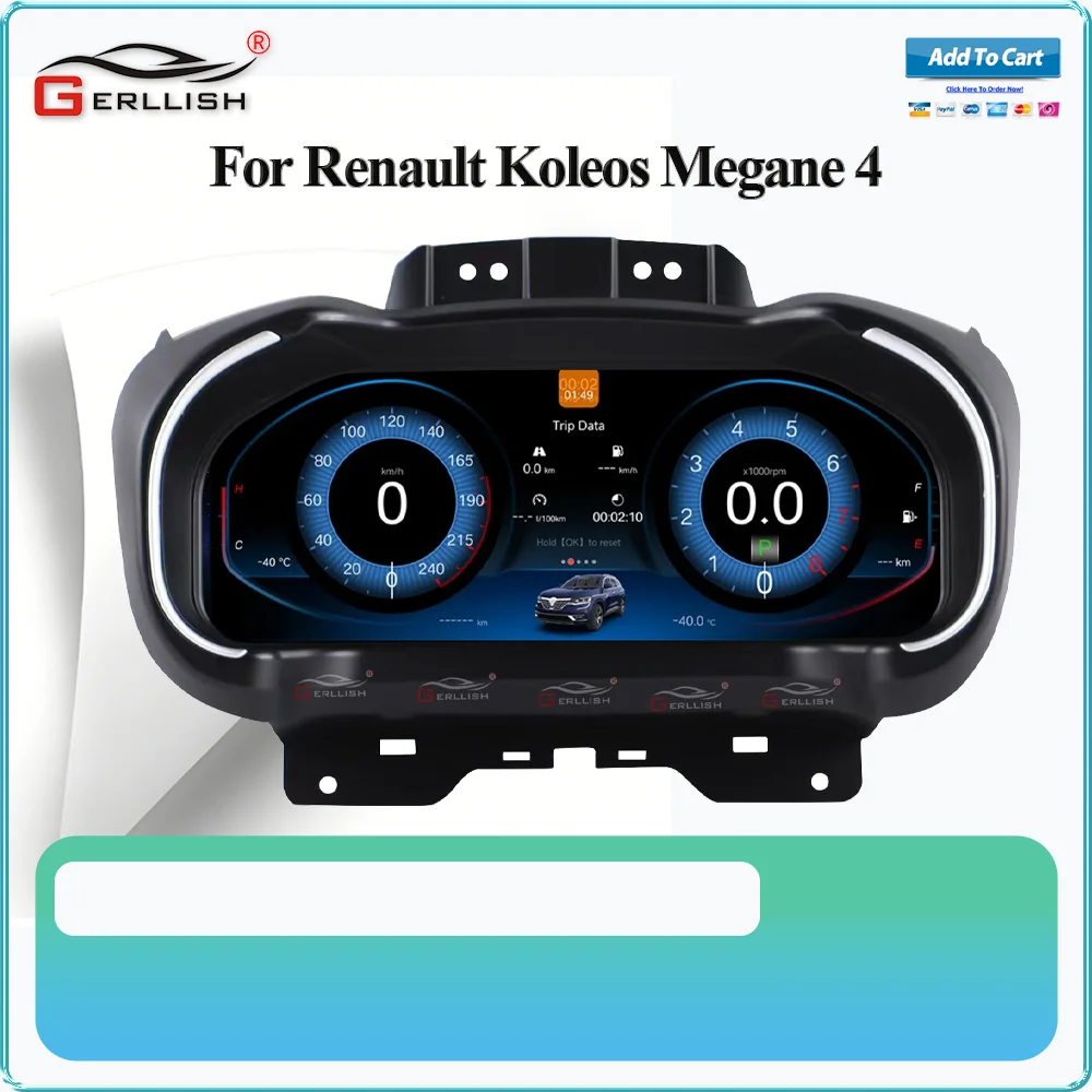 

12.3 Inch Car Digital Cluster Instrument for Renault Koleos Megane 4 Auto Speedometer Virtual Cockpit LCD Dashboard New Arrival