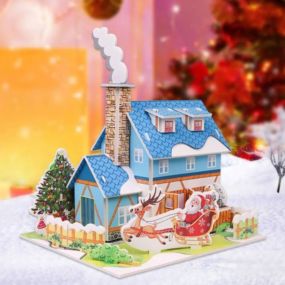 Creative Manual Assembly Christmas 3D Puzzle Paper Model House DIY Puzzle Educational Handmade Christmas Gift