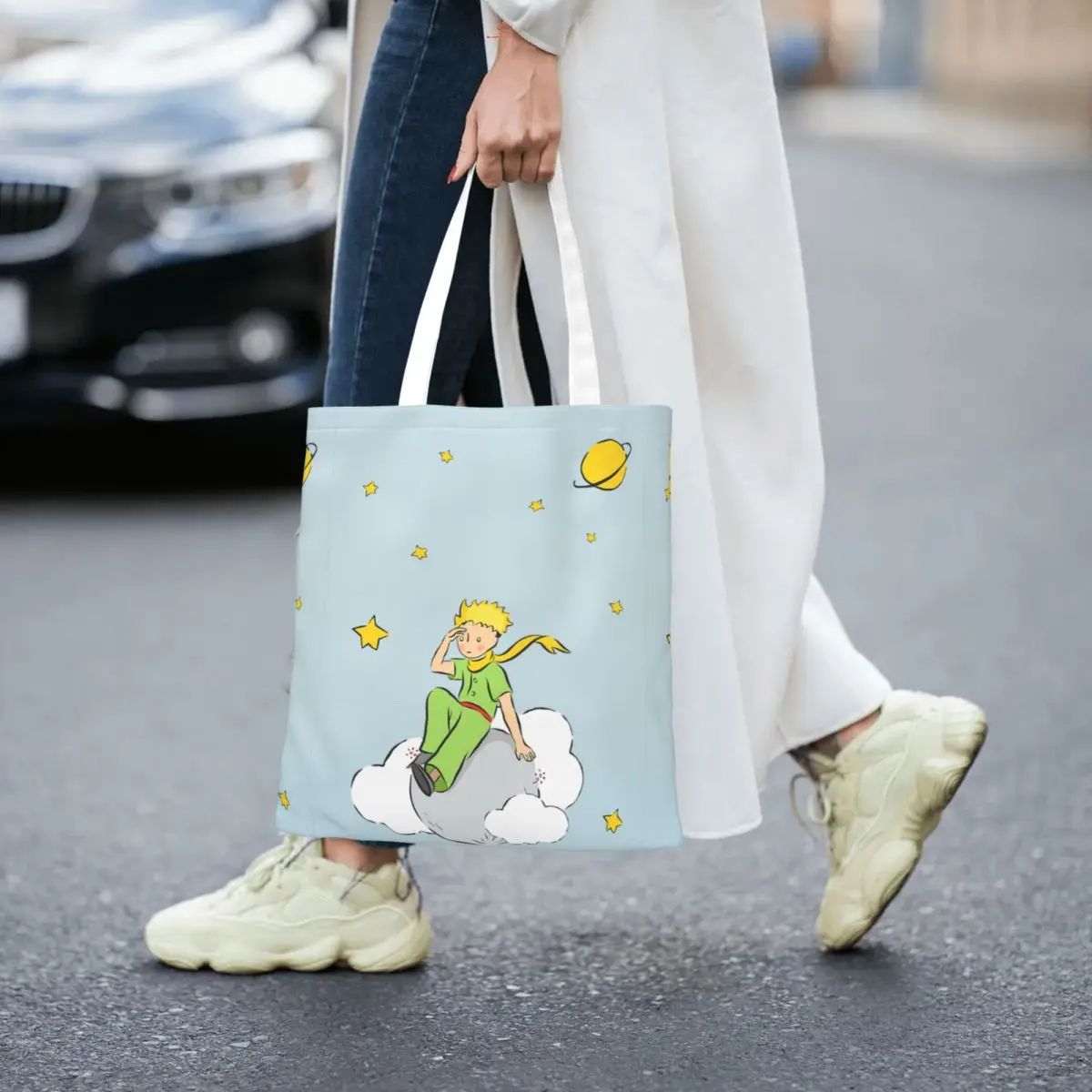 Le Petit Prince-Bolsa de lona feminina, ecologicamente correta, de grande capacidade, bolsa de compras, o pequeno príncipe, diária