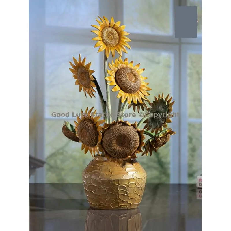 Limited edition TOP bronze sculpture art Sunflowers Original design of Famous Painting High end office bar club decorative art