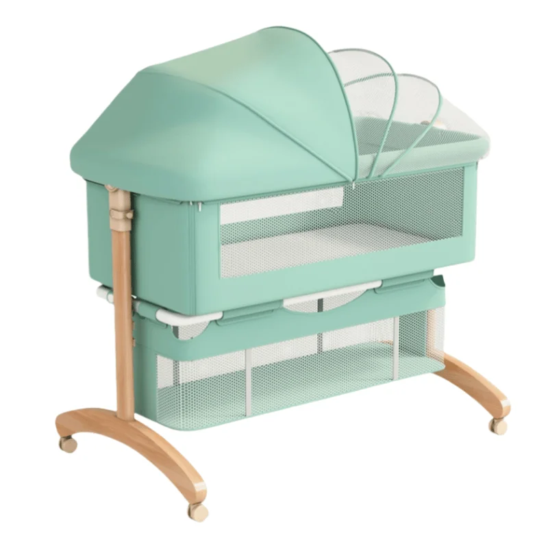 Multi-functional Bedside Crib for Newborns, Baby Cradle, Baby Bed with Canopy, Mosquito Net, Foldable, Durable Metal Spliced Bed