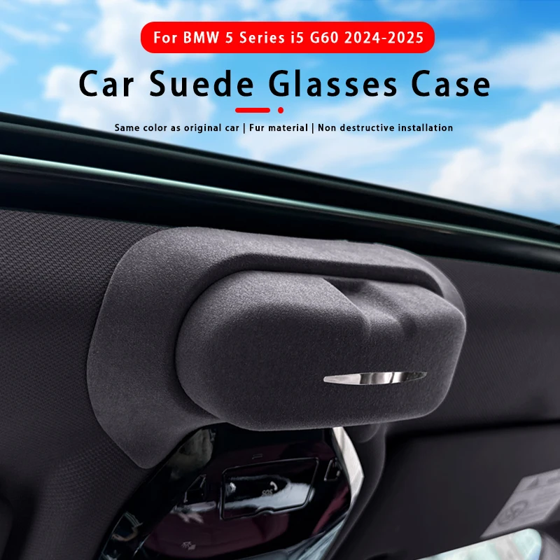 

For BMW 5 Series i5 G60 2024-2025 Suede Car Sunglasses Holder Sunroof Glasses Case Storage Internal Modification Accessories
