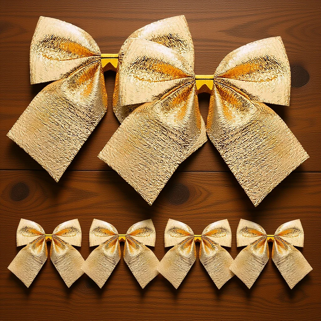 

12Pcs Christmas Tree Decorations Golden Satin Ribbon Bowknot Hanging Ornaments Sweet Style Xmas Tree Bows Ideal for Festival