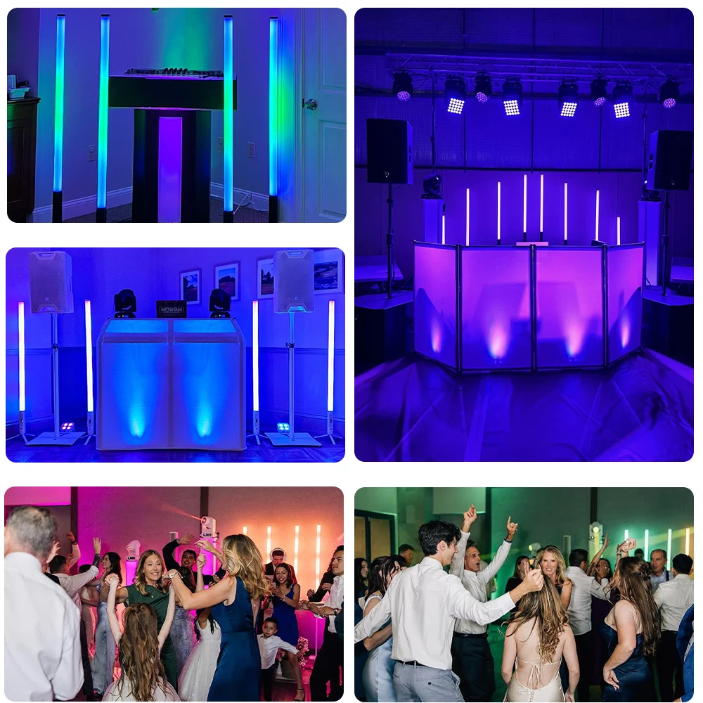 MUXXDJ 4 قطعة 360 بكسل أنابيب الضوء 192*0.2 واط بطارية لاسلكية تعمل بالطاقة تغيير لون المرحلة DJ حفلة الحدث الضوء المحيط #2