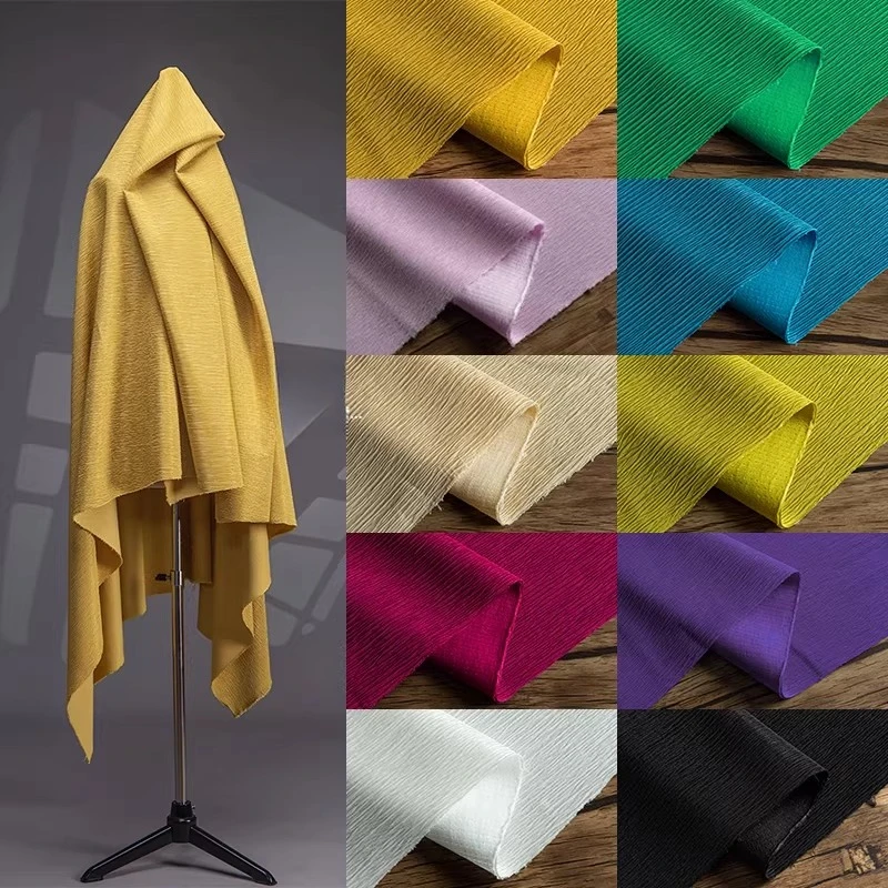 

Texture Plain Pleated Fabric By The Meter for Clothing Dress Shirt Pants Jacket Diy Sewing Micro Elastic Thicken Cloth Soft Pink
