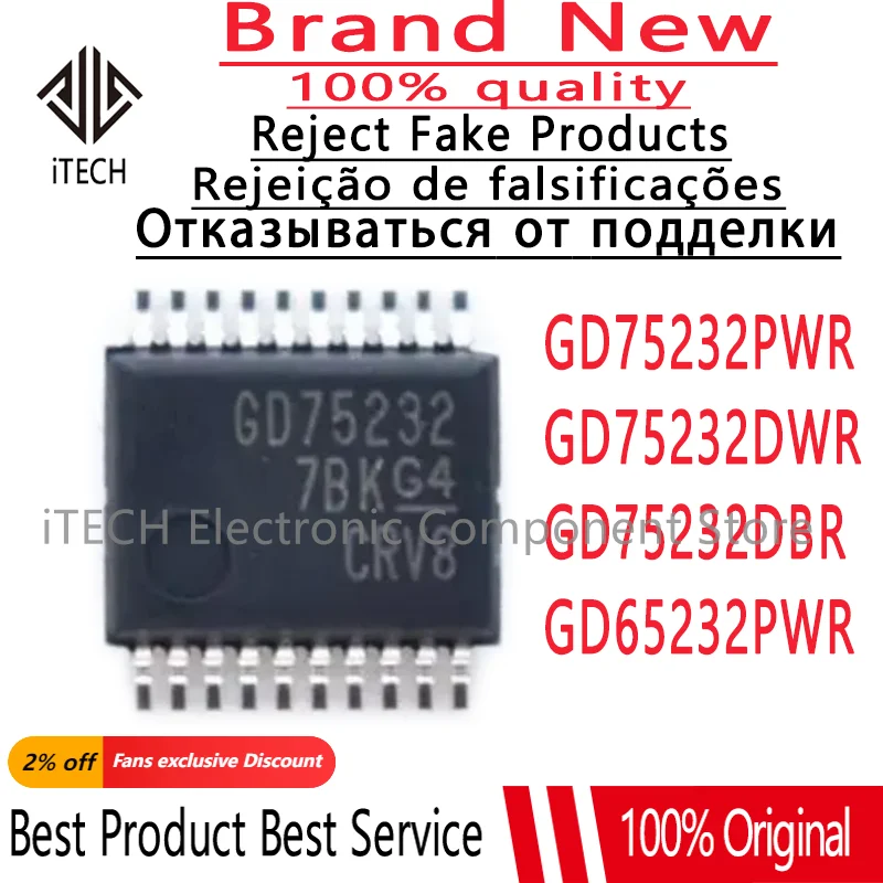 5Pcs 100% New GD75232PWR GD75232 GD65232PWR GD65232 TSSOP20 GD75232DWR GD75232 SOP20 GD75232DBR GD75232 SSOP20 Chips Ic