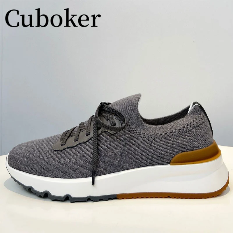 2023 Spring Autumn Men\'s shoes Knitted Causal Sneakers Male Dress Loafers Breathable Thick Bottom Shoes Shoes for Men mujer