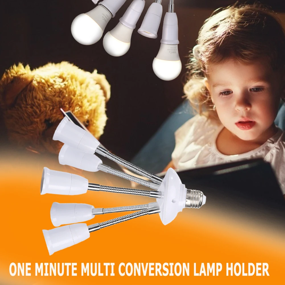Household White E27 Lamp Bases Adjustable Rotary  LED Light Bulbs Socket Holder Adapter Converter Easy To Use