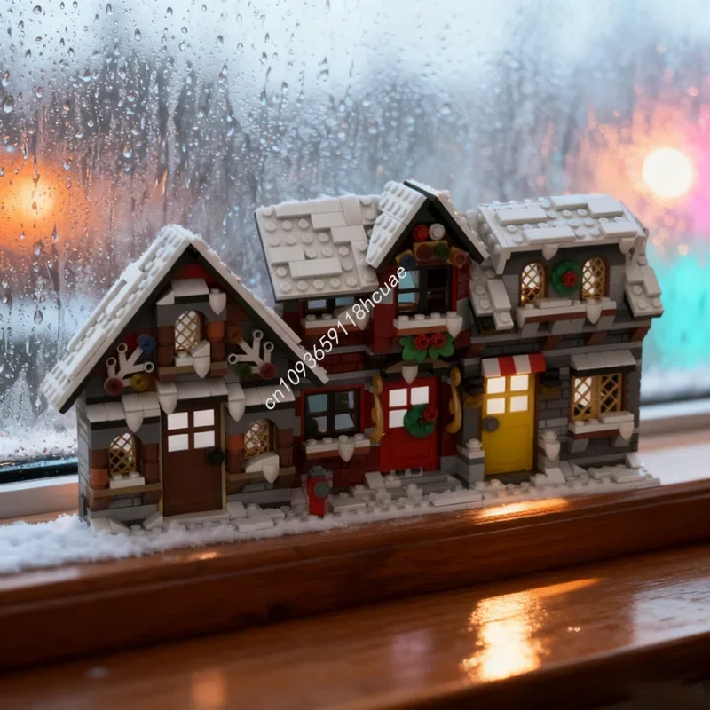 822 stuks MOC Drie Kleine Winterhuizen Model Bouwstenen Constructie Assembleren Kerstcadeau DIY Baksteen speelgoed Kinderen Verjaardag
