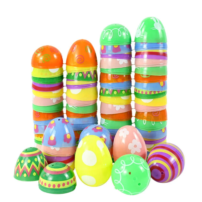 

12pcs Fillable Easter Eggs Plastic Colorful Rabbit Bunny Eggs DIY Easter Candy Biscuit Gift Boxes Kids Toy Easter Party Supplies