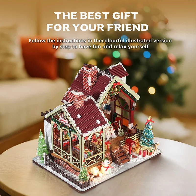 

Christmas Night Warm House Home Decoration Miniature Diy Box Desktop Interior Decoration Creative Educational Handicrafts Gift
