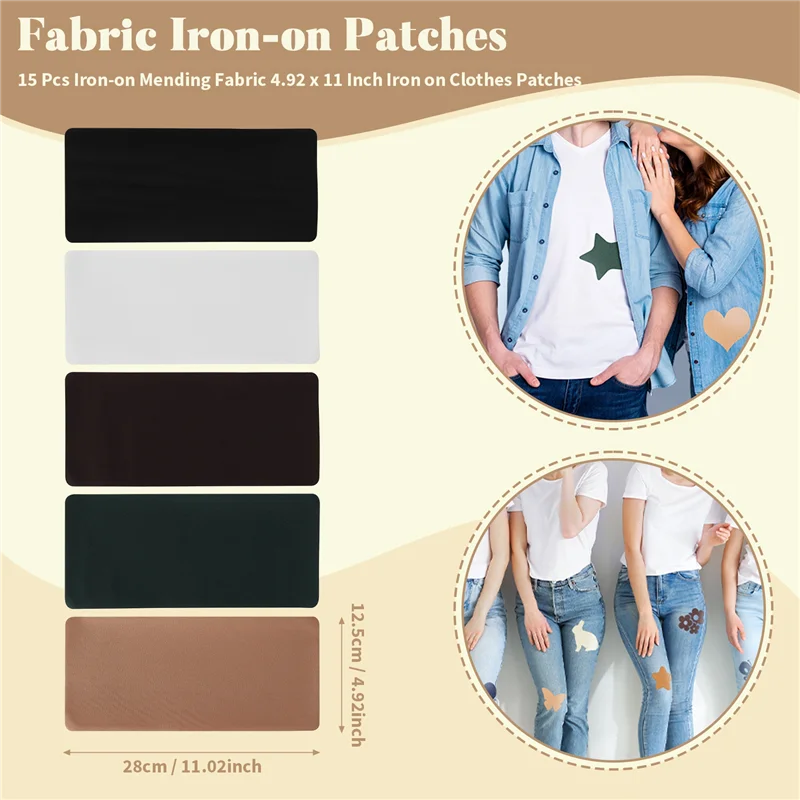 A59E-15 قطعة قماش إصلاح الحديد 4.92X11 بوصة حديد على الملابس بقع الحديد على طقم تصليح لإصلاح ثقوب جيوب السراويل