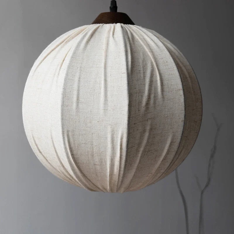 Wabi Sabi White Pendant Lights Linen Fabric Hanging Lamp Home Decor Dining Table Bedroom Bedside Living Led Ceiling Chandelier