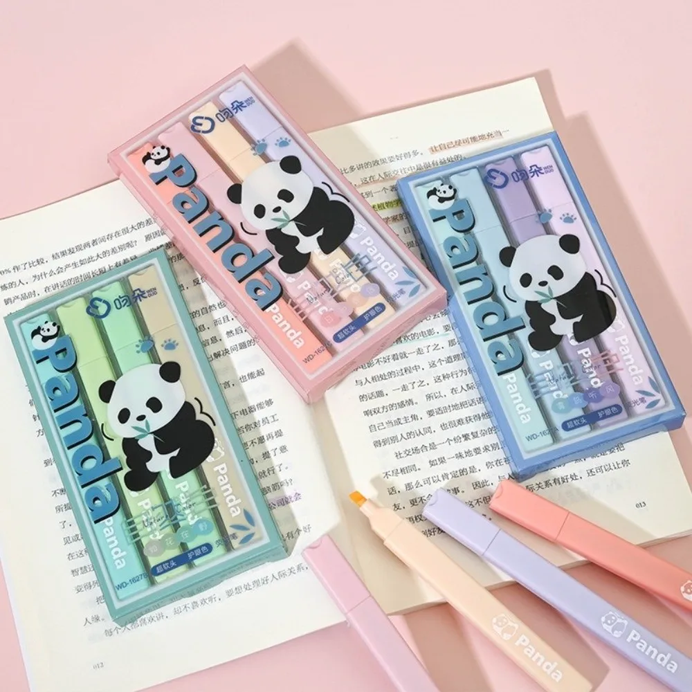 4pcs Set Cute Macaron Color Highlighter Pens Set Fluorescent Chisel Tip Marker Pens Multi-color Fluorescent Pen School Supplies