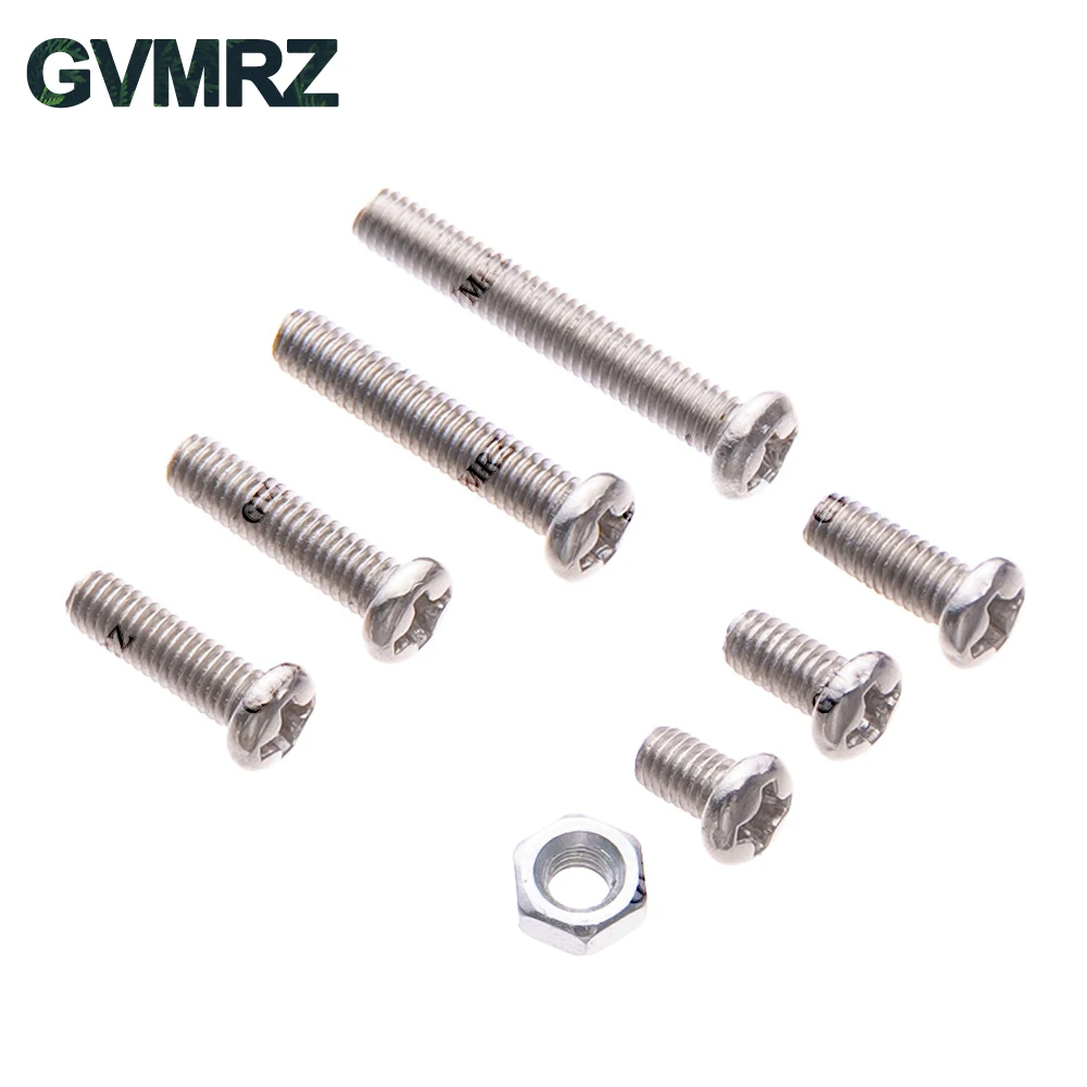 130PCS/lot M3 Screw Nut M3x5 3x6 3x8 3x12 3x16 Round Head Flat head Screw Cap Set Screws Phillips kit M3x10 mm Cap Screw M3x20