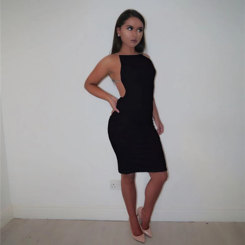 Witte sexy feestjurk dames nachtclubjurk backless mini-jurk spaghetti bodycon-jurk