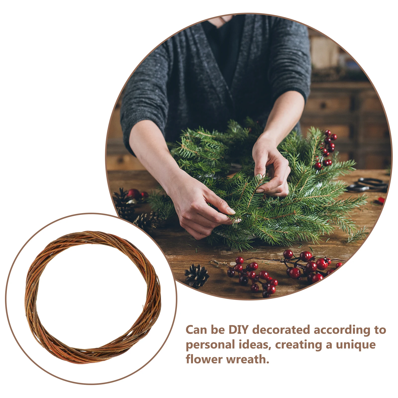 

1pc Wicker Wreath Willow 30cm Craft Ring DIY Christmas Home Decor Wreaths For Crafts Garland Vine Frames Wall Door Ornament