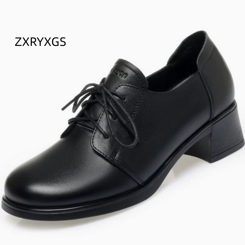 ZXRYXGS 2024 Plus Size Classic Women Shoes High Heels Elegant Fashion Shoes Plus Velvet Warm Winter Shoes Genuine Leather Shoes