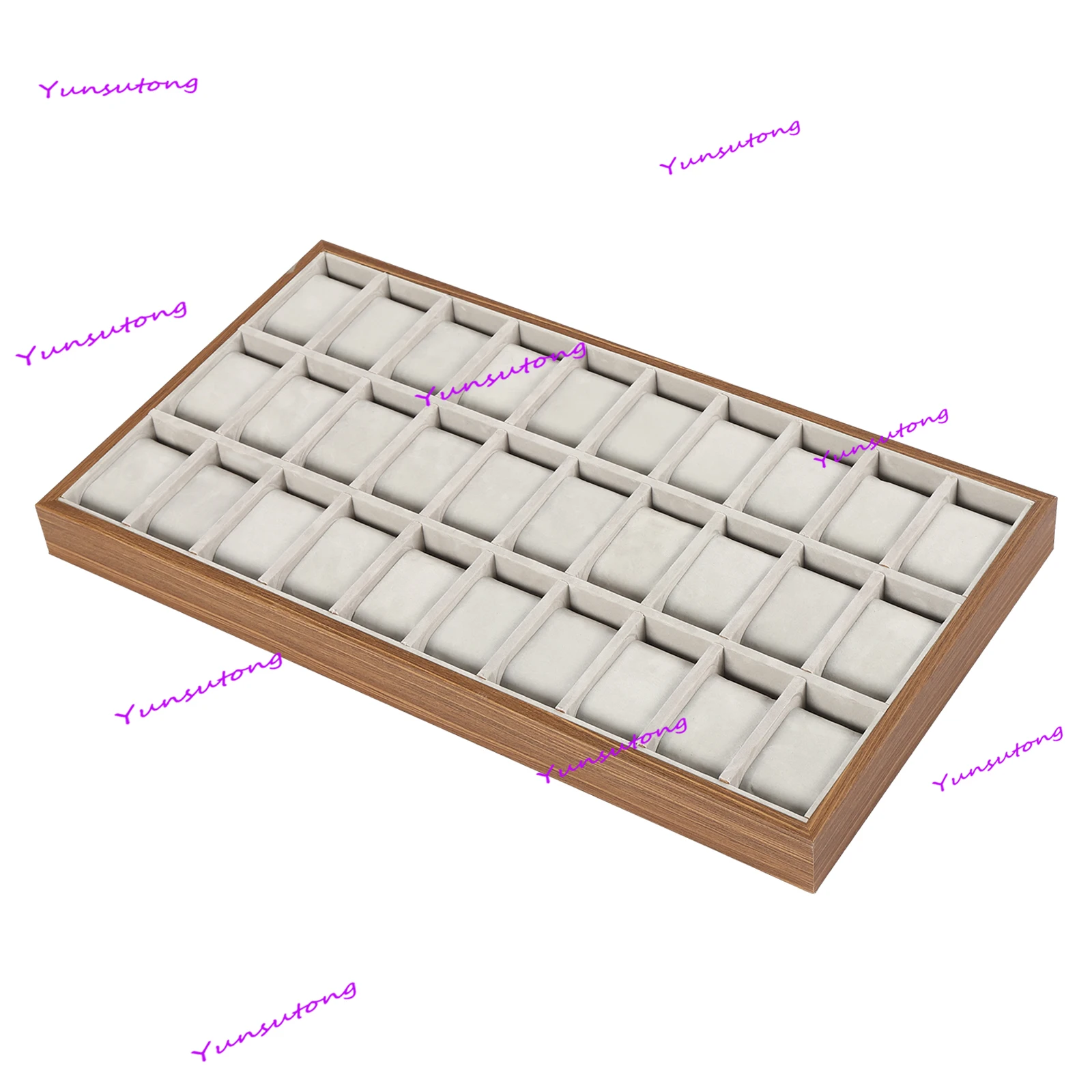 

30 Sl-ots Watch Jewelry Tray Organizer Wooden Box Organizer Display Tray Watch Bracelet Display Holder with Removable Pillow