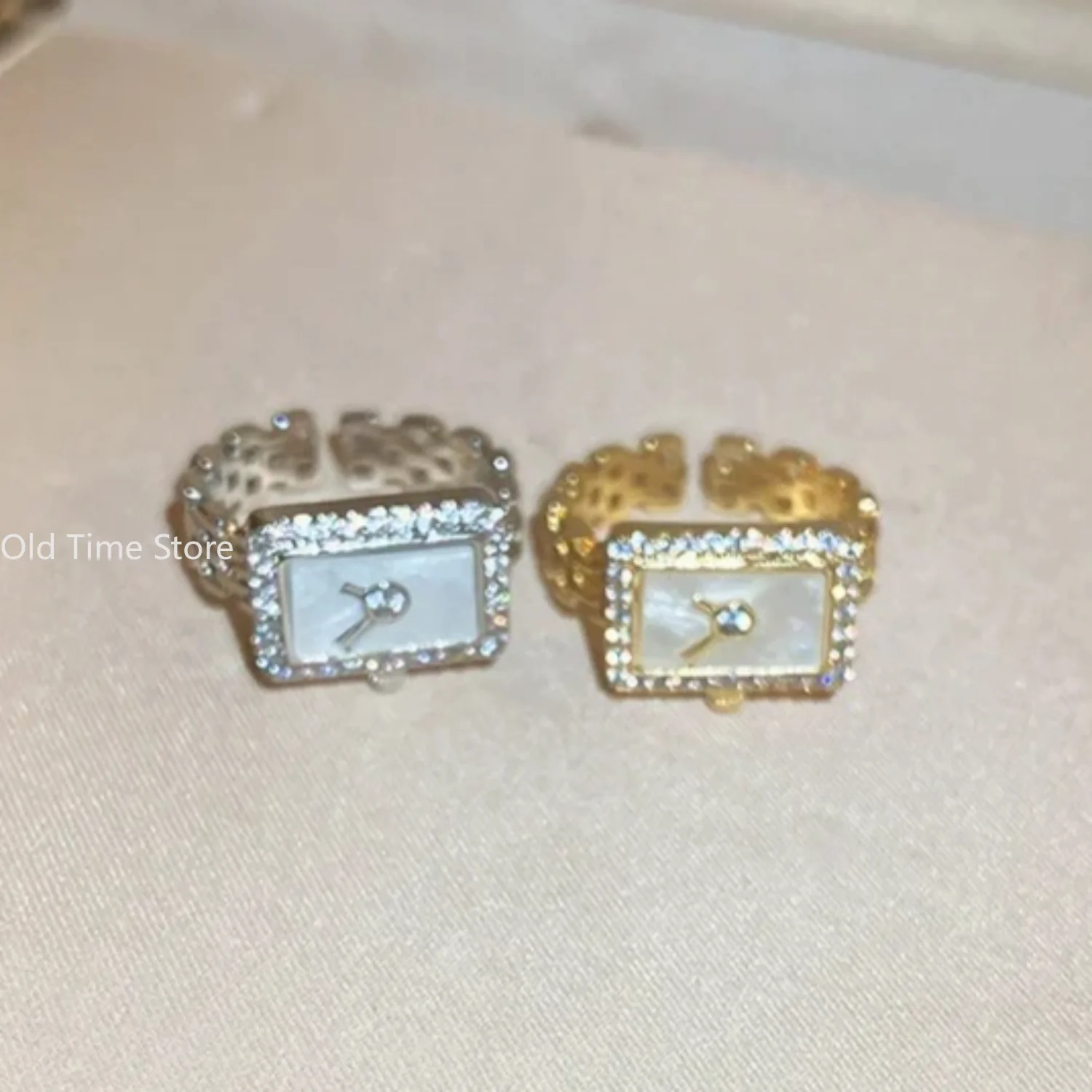 Luxury Watch Shape Open Ring for Women Sparkling Zircon Adjustable Jewelry Gift for Girlfriend Wife Anniversary Valentine