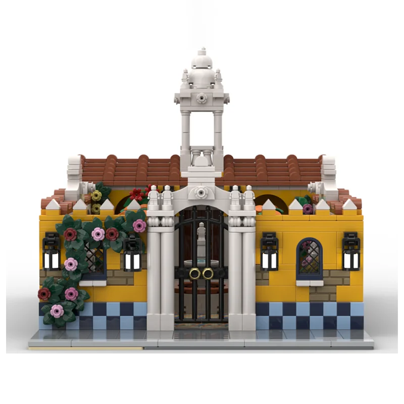 1472 pçs moc espanhol clássico e estilo barroco pátio diy montagem bloco de construção brinquedos presente aniversário das crianças