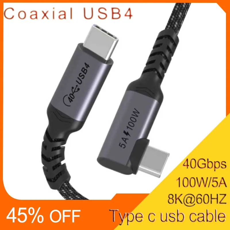 Coaxial USB 4 Type C Thunderbolt 3 Cable PD 100W 8K@60Hz 40Gbps Data Transfer Fast Charge For Dell HP Apple Samsung Macbook IPad