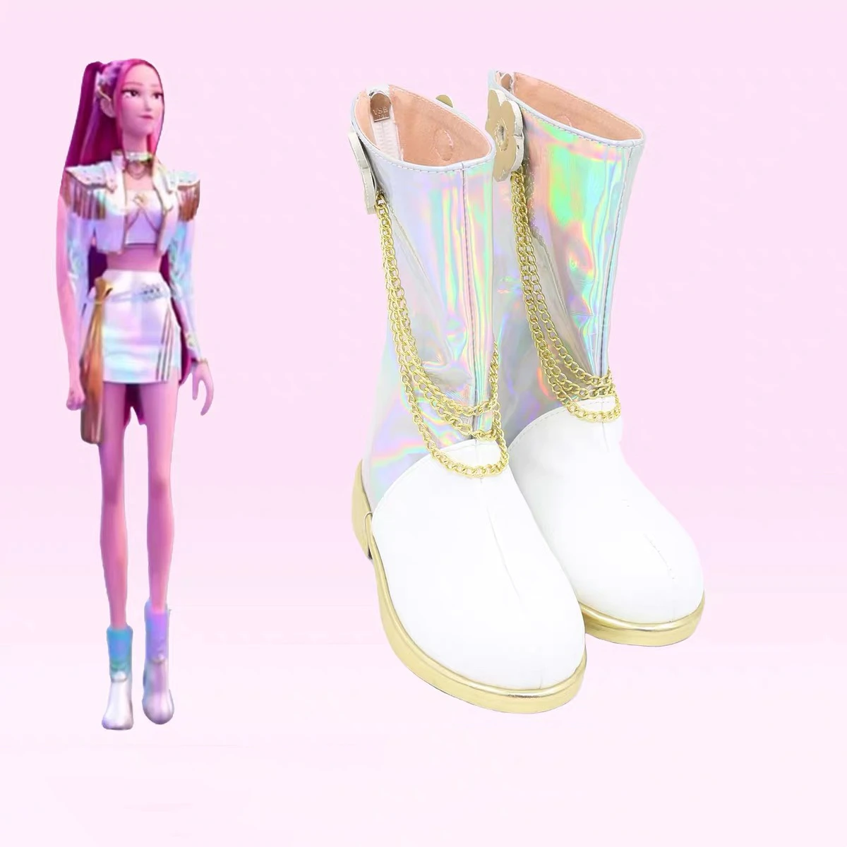 Nueva película k-pop Demon Hunters zapatos de Cosplay Rumi Zoey Mira botas blancas adultos niños accesorios de fiesta de Halloween accesorios para espectáculo en escenario