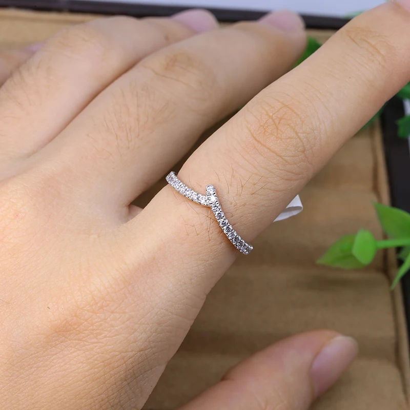 Unique Design 14k White Gold 0.32CT DEF Color VS Round Cut CVD HPHT Lab Grown Diamond Jewelry Diamond Engagement Ring For Woman