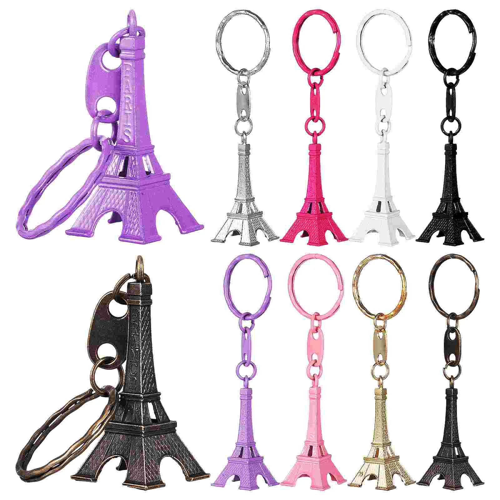 1 Count Key Chain Pendant 20 Pieces of Candy-colored Eiffel Tower Keychains Alloy