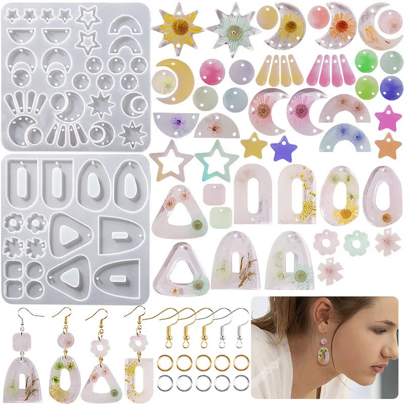 Earring Pendant Silicone Mold With Multiple Shapes Epoxy Resin Earring Mold DIY Earring Jewelry  Making Keychain Accessories