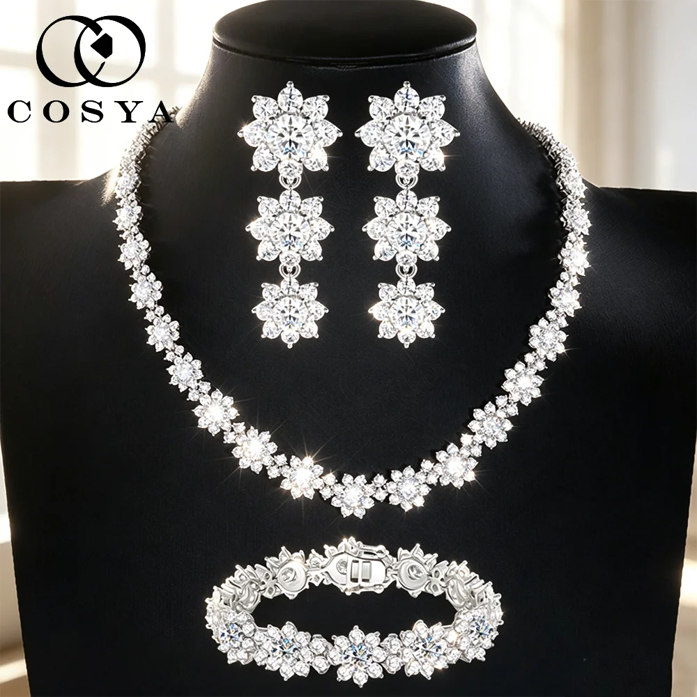 

Браслет-теннис COSYA 18.04CT с муассанитом «Подсолнух» для женщин, серебро 925 пробы, позолота 18К, сертифицированный бриллиант, элитное ювелирное украшение, подарок