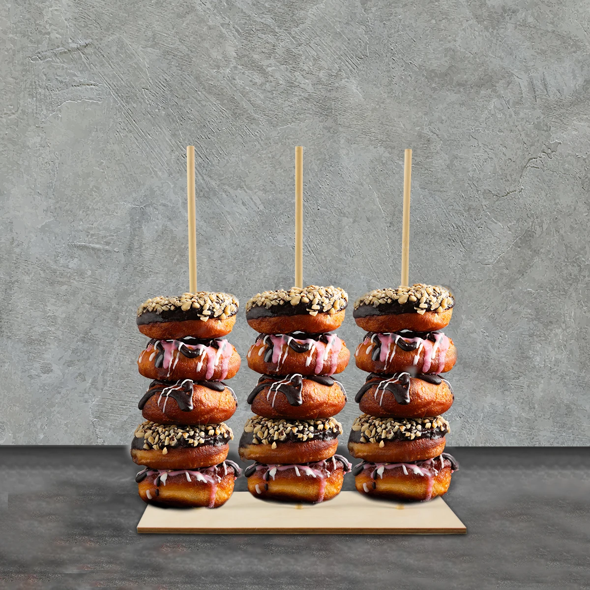 Wood Donuts Stand Holder Sweets Dessert Doughnut Holder for Wedding Table Decorations Birthday Party Candy Bar Baby Shower Decor