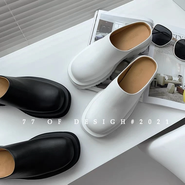 Women Slippers 2024 Summer Fashion Leather Shoes Loafers High Platform Slippers Women Black High Heels Mules Shoes Slides Women image 4