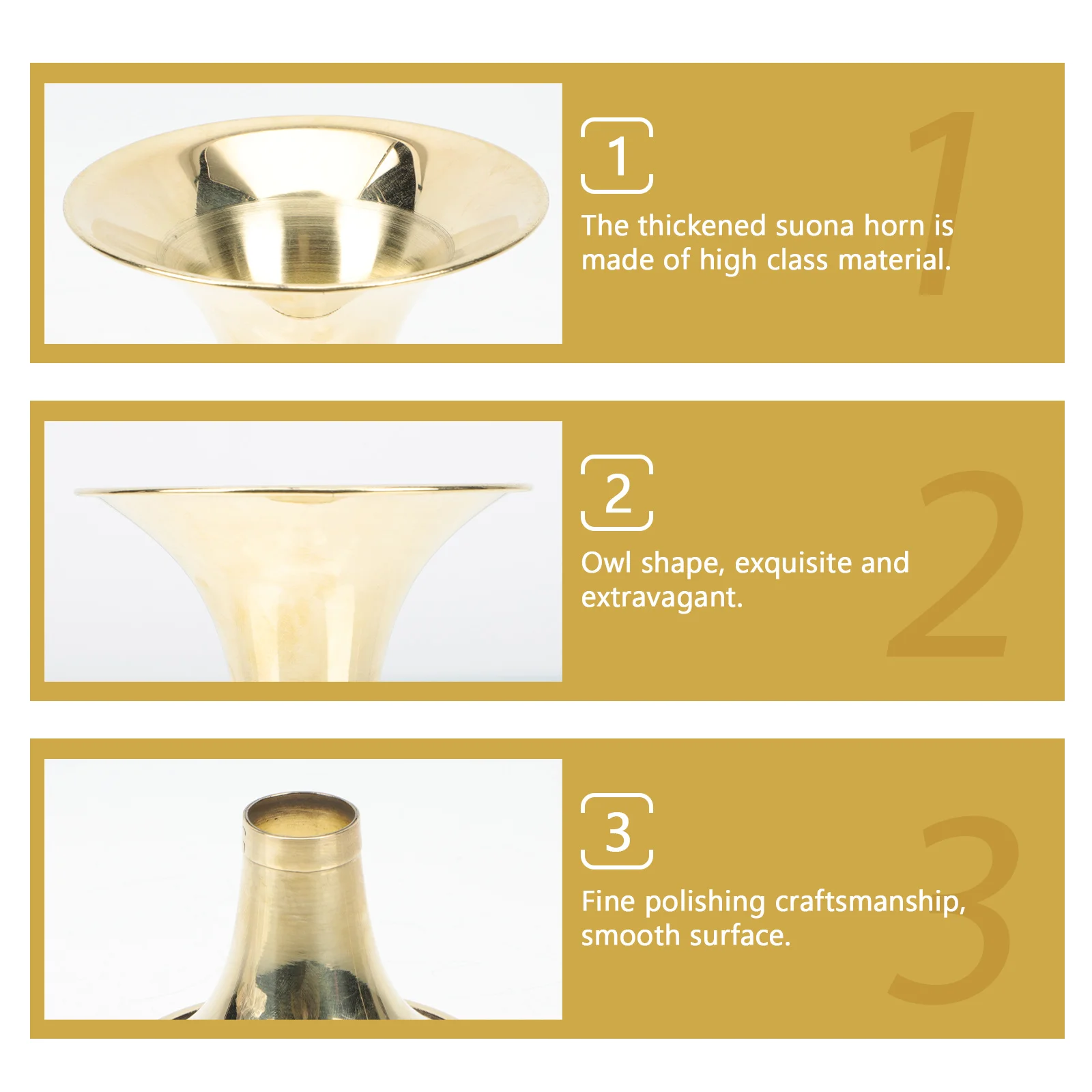 

Suona Bowl Instruments Thickened Brass Horn Sound Amplifier Replacement Accessory Durable Professional Craftsmanship Smooth