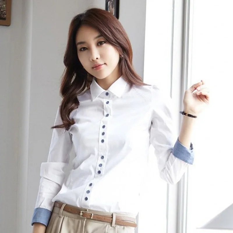 JFUNCY 5XL Women Tops and Blouses 2023 Elegant OL Long Sleeve Shirts White Female Slim Blusas Office Lady Work Wear