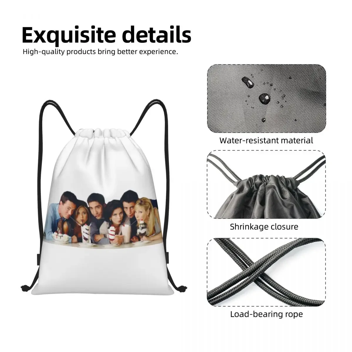 Custom Friends TV Show Drawstring Bag Women Men Lightweight Sports Gym Storage Backpack